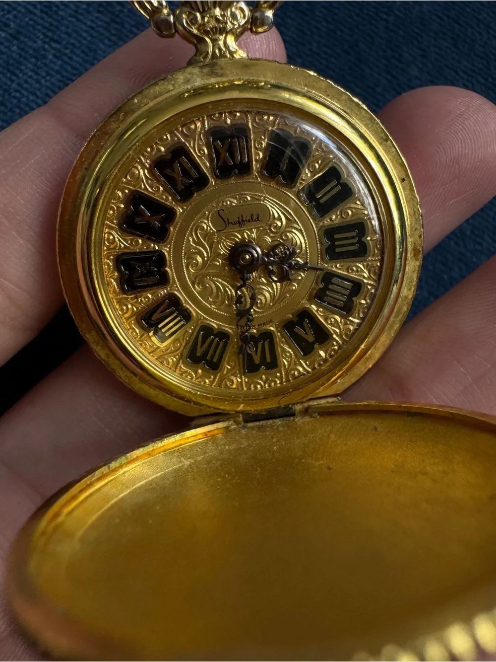 Antique Sheffield Pocket Watch Gold Filled Hunter Case Roman Dial NOT RUNNING
